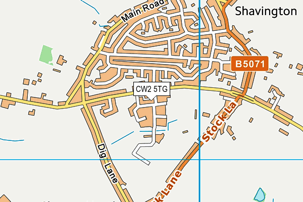 CW2 5TG map - OS VectorMap District (Ordnance Survey) CW2 5TG map - OS VectorMap District (Ordnance Survey)