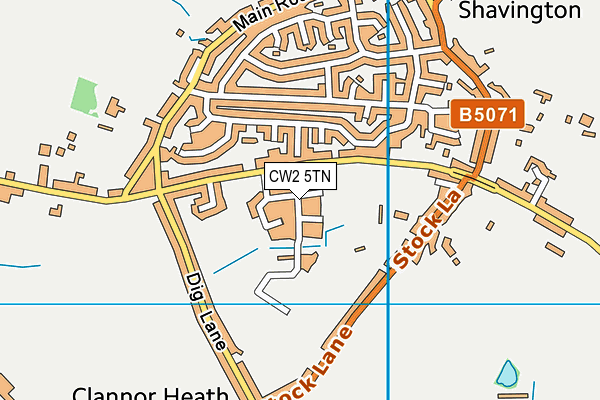CW2 5TN map - OS VectorMap District (Ordnance Survey) CW2 5TN map - OS VectorMap District (Ordnance Survey)