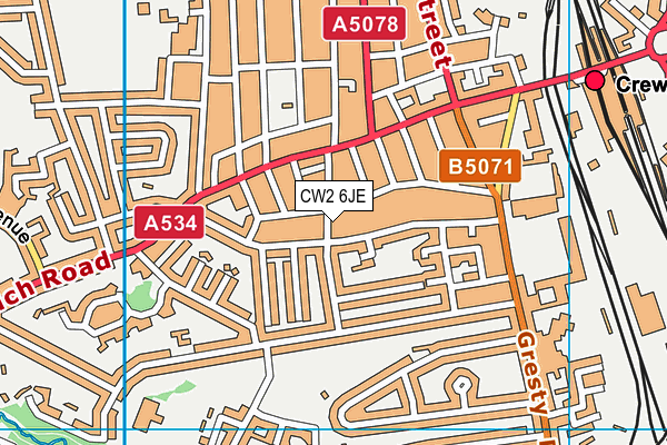 CW2 6JE map - OS VectorMap District (Ordnance Survey) CW2 6JE map - OS VectorMap District (Ordnance Survey)