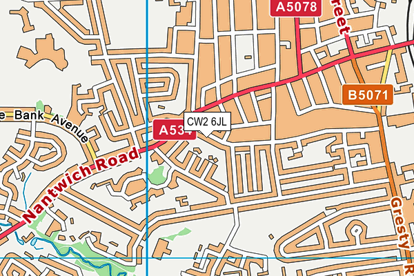 CW2 6JL map - OS VectorMap District (Ordnance Survey) CW2 6JL map - OS VectorMap District (Ordnance Survey)