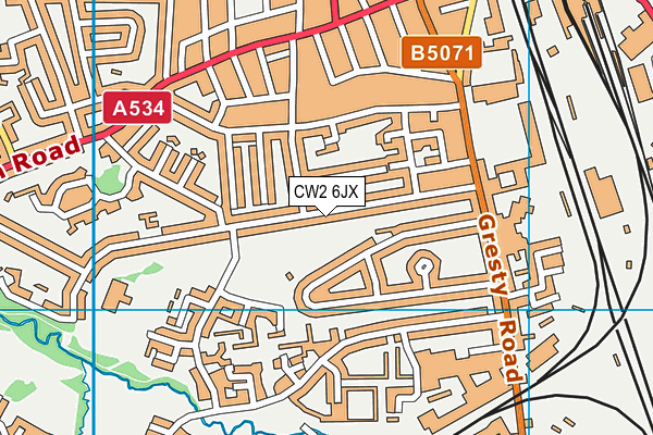 CW2 6JX map - OS VectorMap District (Ordnance Survey) CW2 6JX map - OS VectorMap District (Ordnance Survey)