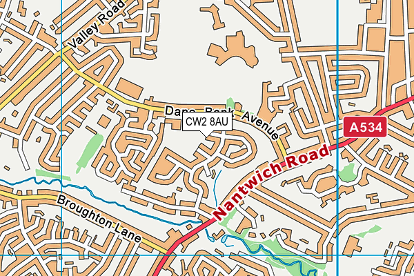 CW2 8AU map - OS VectorMap District (Ordnance Survey) CW2 8AU map - OS VectorMap District (Ordnance Survey)