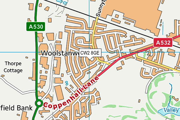 CW2 8GE map - OS VectorMap District (Ordnance Survey) CW2 8GE map - OS VectorMap District (Ordnance Survey)