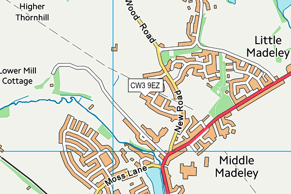 CW3 9EZ map - OS VectorMap District (Ordnance Survey)