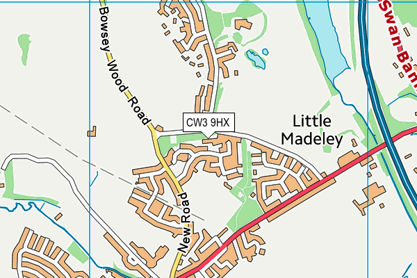 CW3 9HX map - OS VectorMap District (Ordnance Survey)