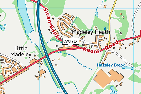 CW3 9JX map - OS VectorMap District (Ordnance Survey) CW3 9JX map - OS VectorMap District (Ordnance Survey)