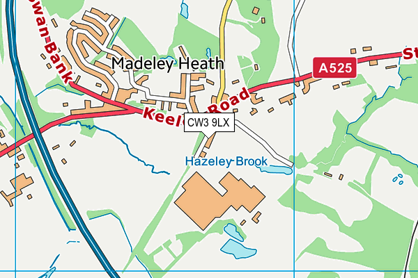 CW3 9LX map - OS VectorMap District (Ordnance Survey) CW3 9LX map - OS VectorMap District (Ordnance Survey)