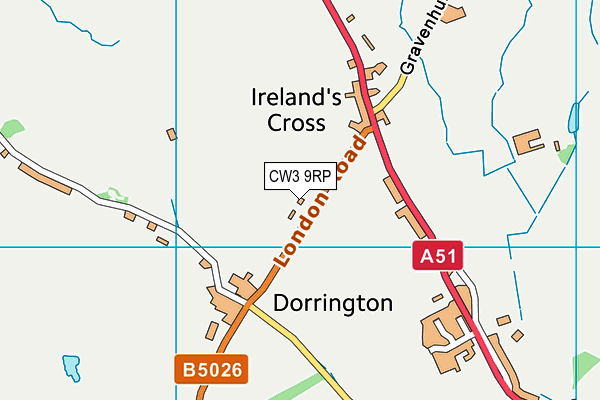 CW3 9RP map - OS VectorMap District (Ordnance Survey) CW3 9RP map - OS VectorMap District (Ordnance Survey)