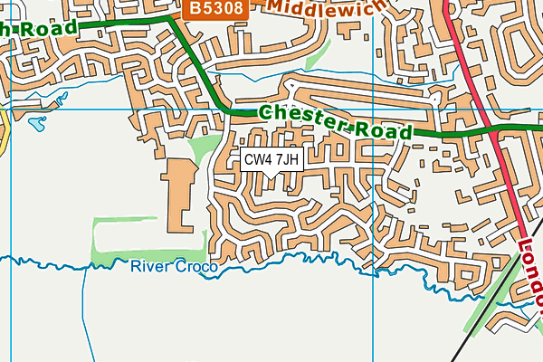 CW4 7JH map - OS VectorMap District (Ordnance Survey) CW4 7JH map - OS VectorMap District (Ordnance Survey)