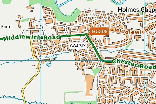 CW4 7JX map - OS VectorMap District (Ordnance Survey) CW4 7JX map - OS VectorMap District (Ordnance Survey)