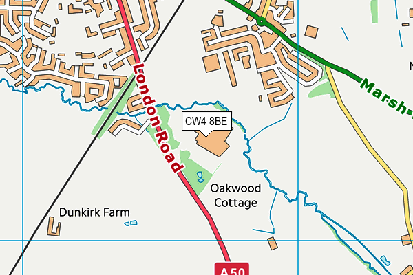 CW4 8BE map - OS VectorMap District (Ordnance Survey) CW4 8BE map - OS VectorMap District (Ordnance Survey)