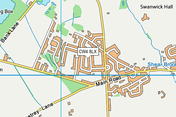 CW4 8LX map - OS VectorMap District (Ordnance Survey) CW4 8LX map - OS VectorMap District (Ordnance Survey)