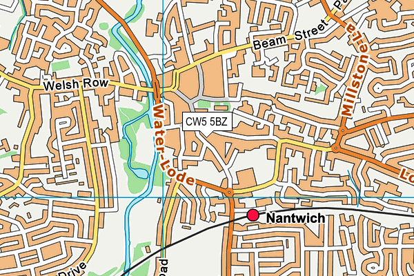 CW5 5BZ map - OS VectorMap District (Ordnance Survey)