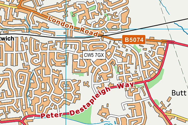 CW5 7GX map - OS VectorMap District (Ordnance Survey) CW5 7GX map - OS VectorMap District (Ordnance Survey)
