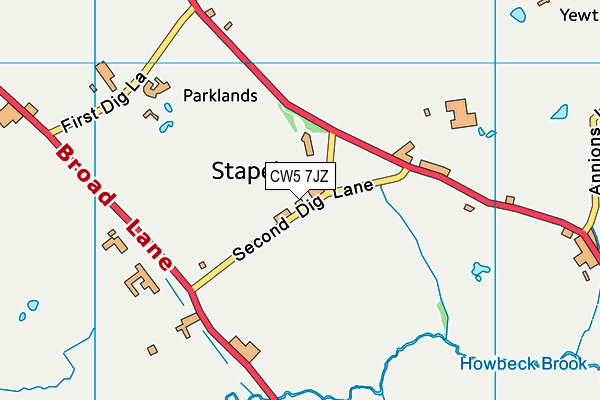 CW5 7JZ map - OS VectorMap District (Ordnance Survey)