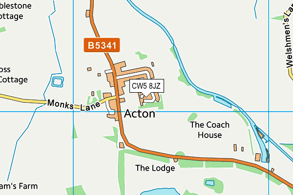 CW5 8JZ map - OS VectorMap District (Ordnance Survey) CW5 8JZ map - OS VectorMap District (Ordnance Survey)
