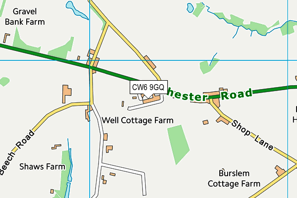 CW6 9GQ map - OS VectorMap District (Ordnance Survey) CW6 9GQ map - OS VectorMap District (Ordnance Survey)