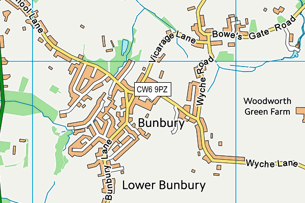 CW6 9PZ map - OS VectorMap District (Ordnance Survey) CW6 9PZ map - OS VectorMap District (Ordnance Survey)
