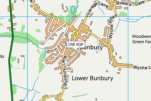 CW6 9QP map - OS VectorMap District (Ordnance Survey)
