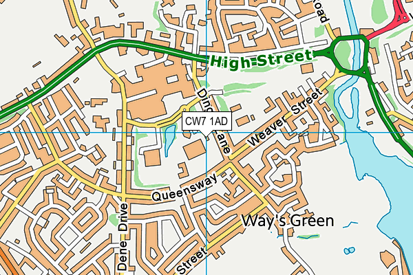 CW7 1AD map - OS VectorMap District (Ordnance Survey) CW7 1AD map - OS VectorMap District (Ordnance Survey)