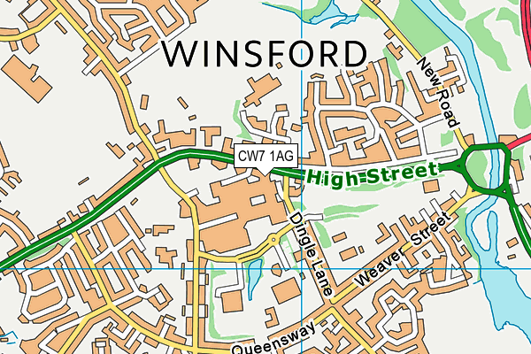 CW7 1AG map - OS VectorMap District (Ordnance Survey)