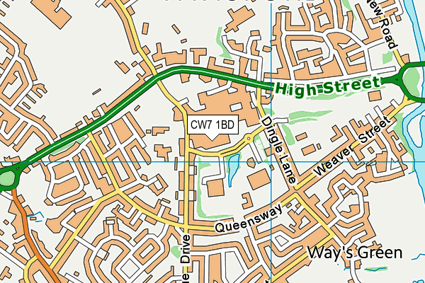 CW7 1BD map - OS VectorMap District (Ordnance Survey) CW7 1BD map - OS VectorMap District (Ordnance Survey)