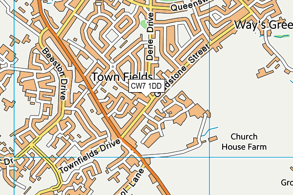 CW7 1DD map - OS VectorMap District (Ordnance Survey) CW7 1DD map - OS VectorMap District (Ordnance Survey)