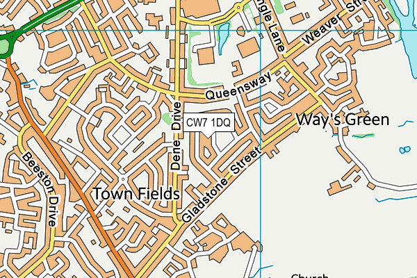 CW7 1DQ map - OS VectorMap District (Ordnance Survey) CW7 1DQ map - OS VectorMap District (Ordnance Survey)