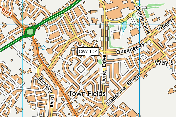CW7 1DZ map - OS VectorMap District (Ordnance Survey) CW7 1DZ map - OS VectorMap District (Ordnance Survey)