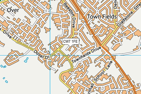 CW7 1FE map - OS VectorMap District (Ordnance Survey) CW7 1FE map - OS VectorMap District (Ordnance Survey)