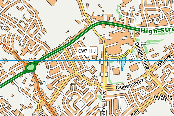 CW7 1HJ map - OS VectorMap District (Ordnance Survey) CW7 1HJ map - OS VectorMap District (Ordnance Survey)