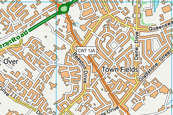 CW7 1JA map - OS VectorMap District (Ordnance Survey) CW7 1JA map - OS VectorMap District (Ordnance Survey)
