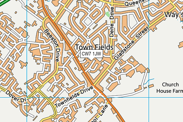 CW7 1JW map - OS VectorMap District (Ordnance Survey)