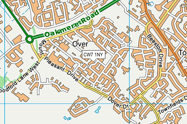 CW7 1NY map - OS VectorMap District (Ordnance Survey) CW7 1NY map - OS VectorMap District (Ordnance Survey)
