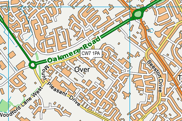 CW7 1PA map - OS VectorMap District (Ordnance Survey) CW7 1PA map - OS VectorMap District (Ordnance Survey)