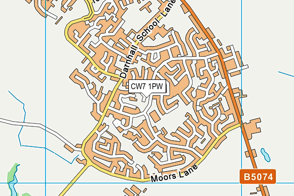 CW7 1PW map - OS VectorMap District (Ordnance Survey) CW7 1PW map - OS VectorMap District (Ordnance Survey)
