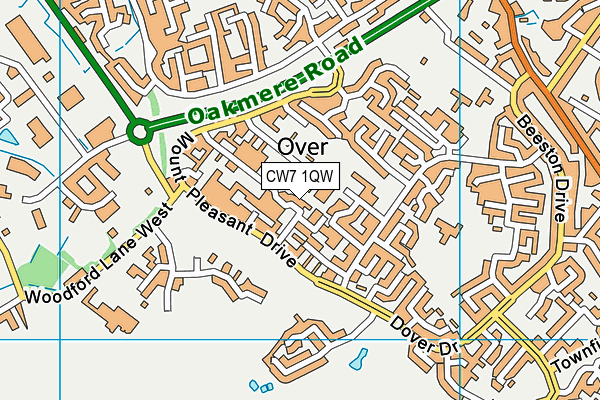 CW7 1QW map - OS VectorMap District (Ordnance Survey) CW7 1QW map - OS VectorMap District (Ordnance Survey)