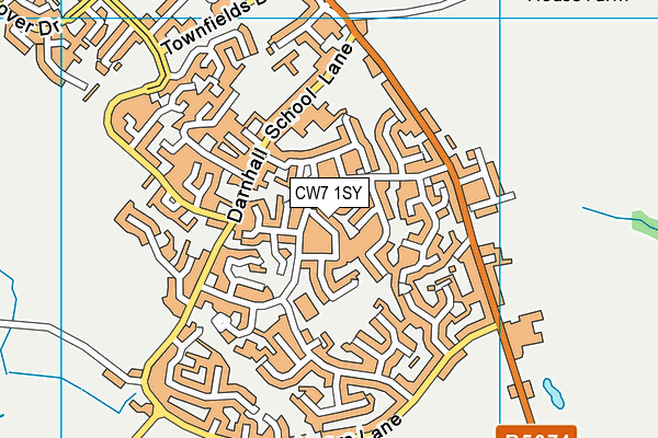CW7 1SY map - OS VectorMap District (Ordnance Survey) CW7 1SY map - OS VectorMap District (Ordnance Survey)