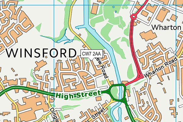 CW7 2AA map - OS VectorMap District (Ordnance Survey) CW7 2AA map - OS VectorMap District (Ordnance Survey)