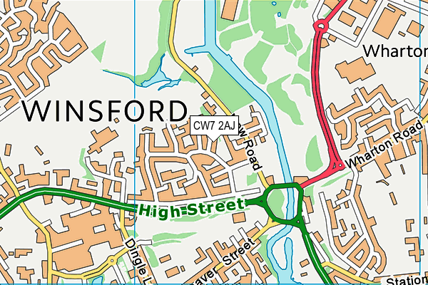 CW7 2AJ map - OS VectorMap District (Ordnance Survey) CW7 2AJ map - OS VectorMap District (Ordnance Survey)