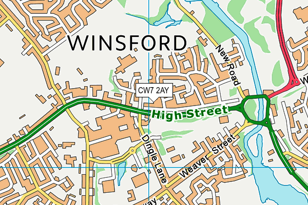 CW7 2AY map - OS VectorMap District (Ordnance Survey) CW7 2AY map - OS VectorMap District (Ordnance Survey)