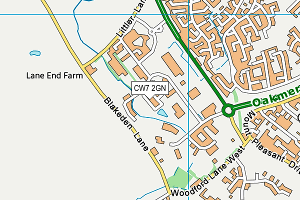 CW7 2GN map - OS VectorMap District (Ordnance Survey) CW7 2GN map - OS VectorMap District (Ordnance Survey)