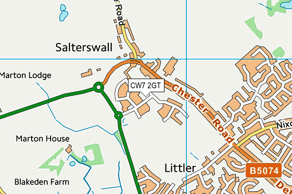 CW7 2GT map - OS VectorMap District (Ordnance Survey) CW7 2GT map - OS VectorMap District (Ordnance Survey)