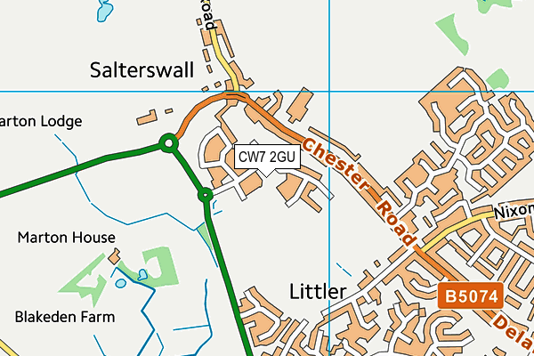 CW7 2GU map - OS VectorMap District (Ordnance Survey) CW7 2GU map - OS VectorMap District (Ordnance Survey)