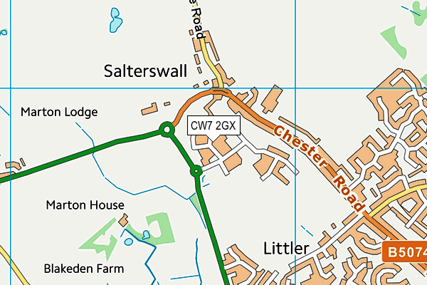 CW7 2GX map - OS VectorMap District (Ordnance Survey) CW7 2GX map - OS VectorMap District (Ordnance Survey)