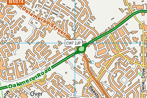 CW7 2JP map - OS VectorMap District (Ordnance Survey) CW7 2JP map - OS VectorMap District (Ordnance Survey)