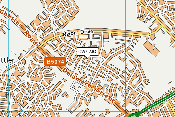 CW7 2JQ map - OS VectorMap District (Ordnance Survey) CW7 2JQ map - OS VectorMap District (Ordnance Survey)