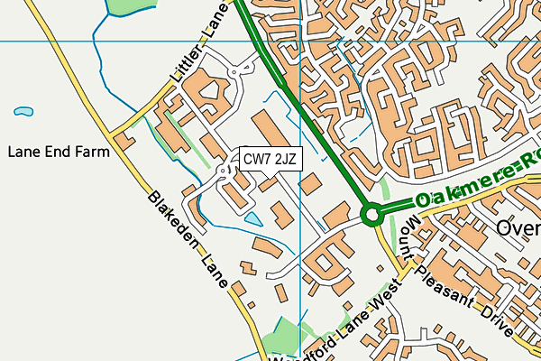 CW7 2JZ map - OS VectorMap District (Ordnance Survey) CW7 2JZ map - OS VectorMap District (Ordnance Survey)