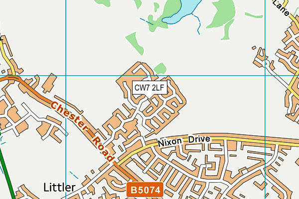 CW7 2LF map - OS VectorMap District (Ordnance Survey) CW7 2LF map - OS VectorMap District (Ordnance Survey)