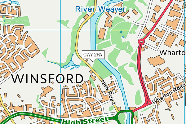 CW7 2PA map - OS VectorMap District (Ordnance Survey)